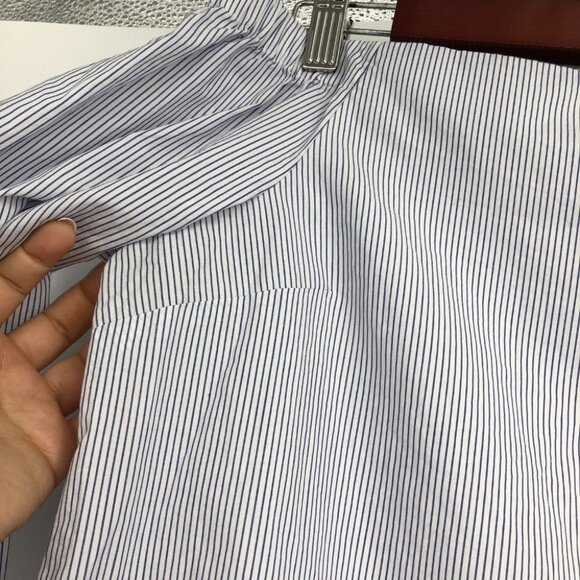 Aritzia Babaton Malik off the shoulder blouse, blue & white stripes 100% cotton - Picture 12 of 16